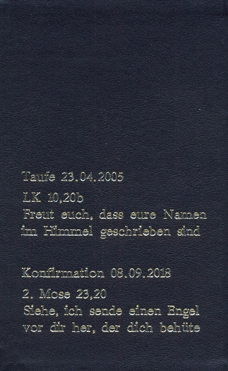 Prägung Taufe und Konfirmationsspruch